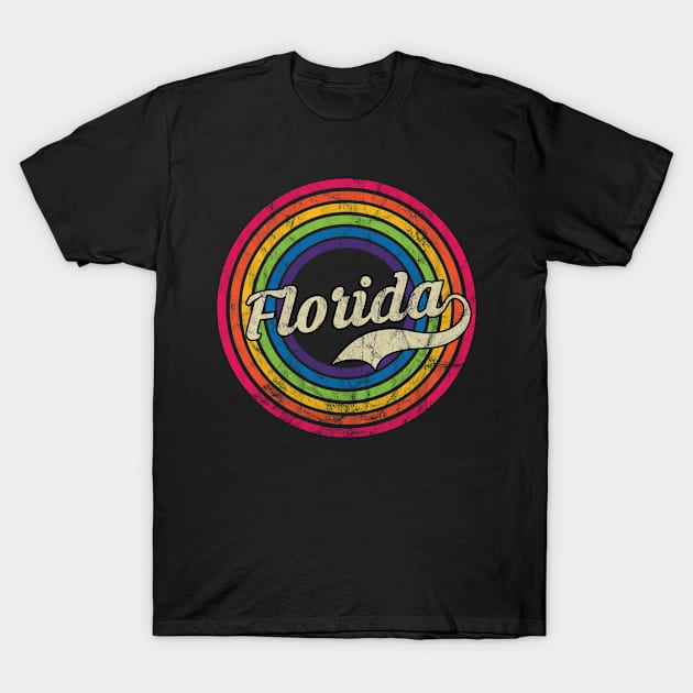 Florida - Retro Rainbow Faded-Style T-Shirt by MaydenArt